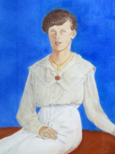 A chalk pastel portrait of Teresa's husband's grandmother. 